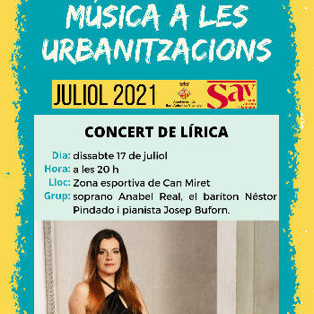 Concert de lírica a càrrec de la soprano Anabel Real, el baríton Néstor Pindado i Josep Buforn al piano