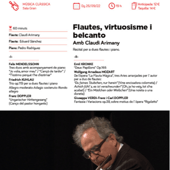 FLAUTES, VIRTUOSISME I BELCANTO, AMB CLAUDI ARIMANY