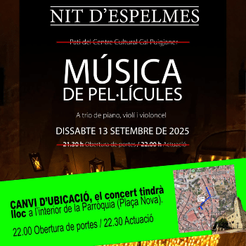 Nit d'Espelmes: grans bandes sonores de pel·lícules al Centre Cultural Cal Puigjaner
