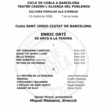 CICLE DE COBLA A BARCELONA  - ENRIC ORTÍ, 50 ANYS A LA TENORA
