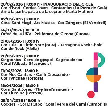 Mosaic de veus: Cor Mos Cantars · Cor InCrescendo · Cor Tyrichae